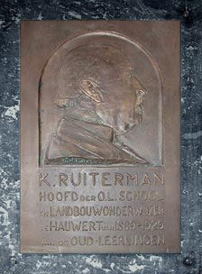 Bronzen plaquette K. Ruiterman